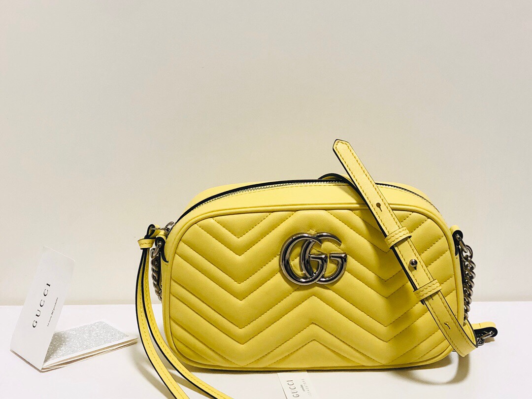 Gucci GG Marmont Small Matelasse Shoulder Bag 447632 Yellow